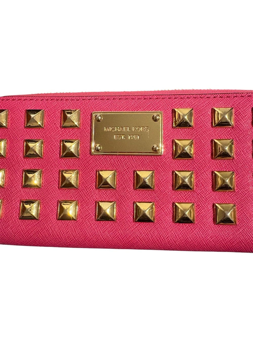 Michael Kors Pink Studded Zip Wallet Like New